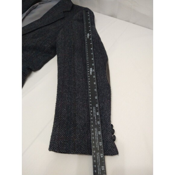 VTG Haggar Blazer 46L Wool Herringbone Tweed Elbow Patch Sport Coat Made in USA - Picture 9 of 16